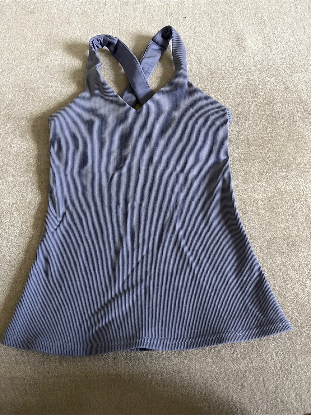 ALO Yoga Ribbed Crossback Tank - blue moon or dusty lavender color